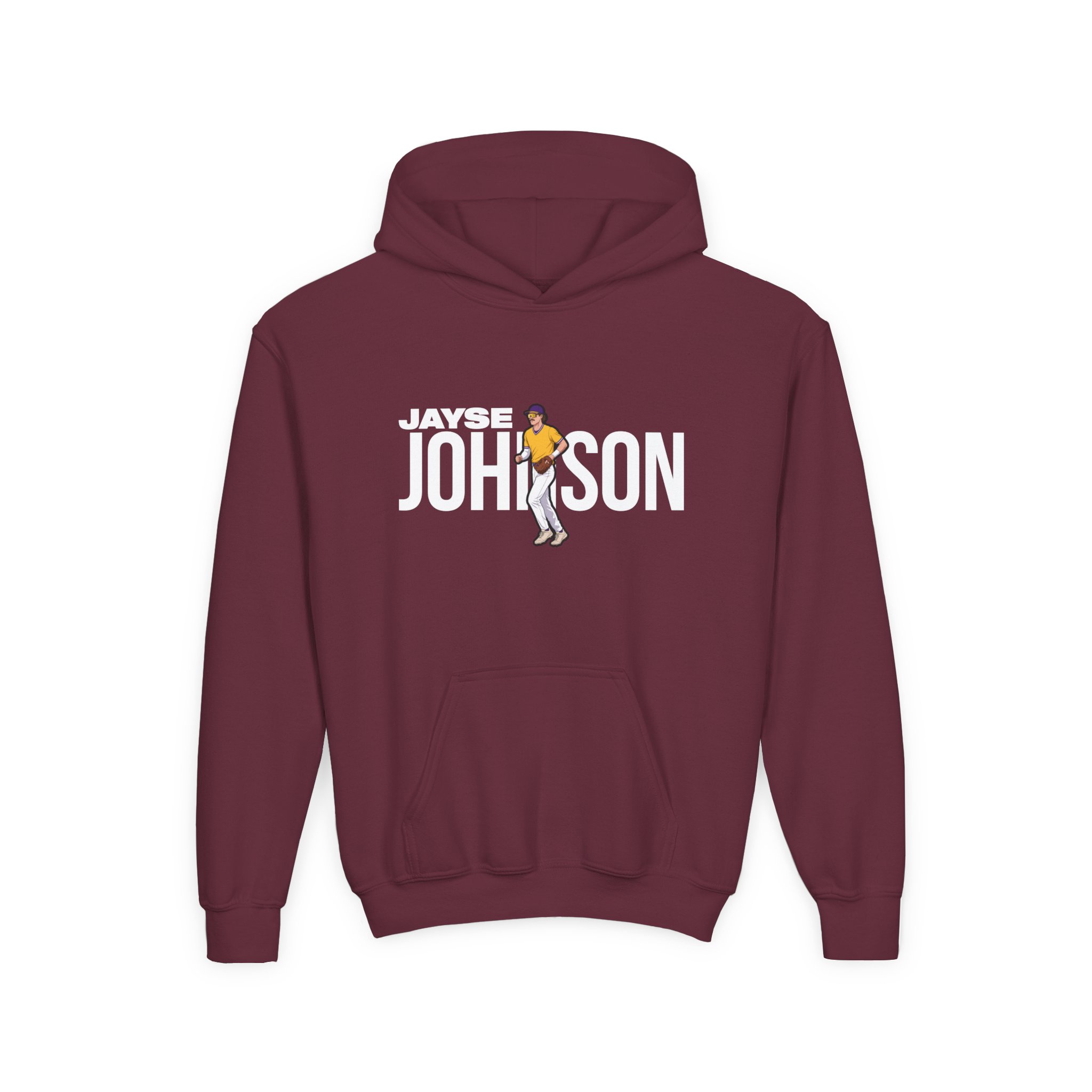 Youth Hoodie — character_player_name in Maroon