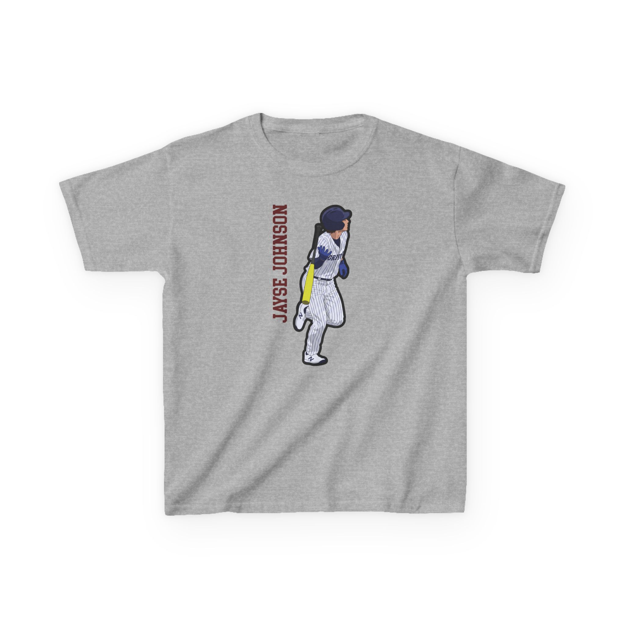 Youth Tee — character_name_vertical in Grey