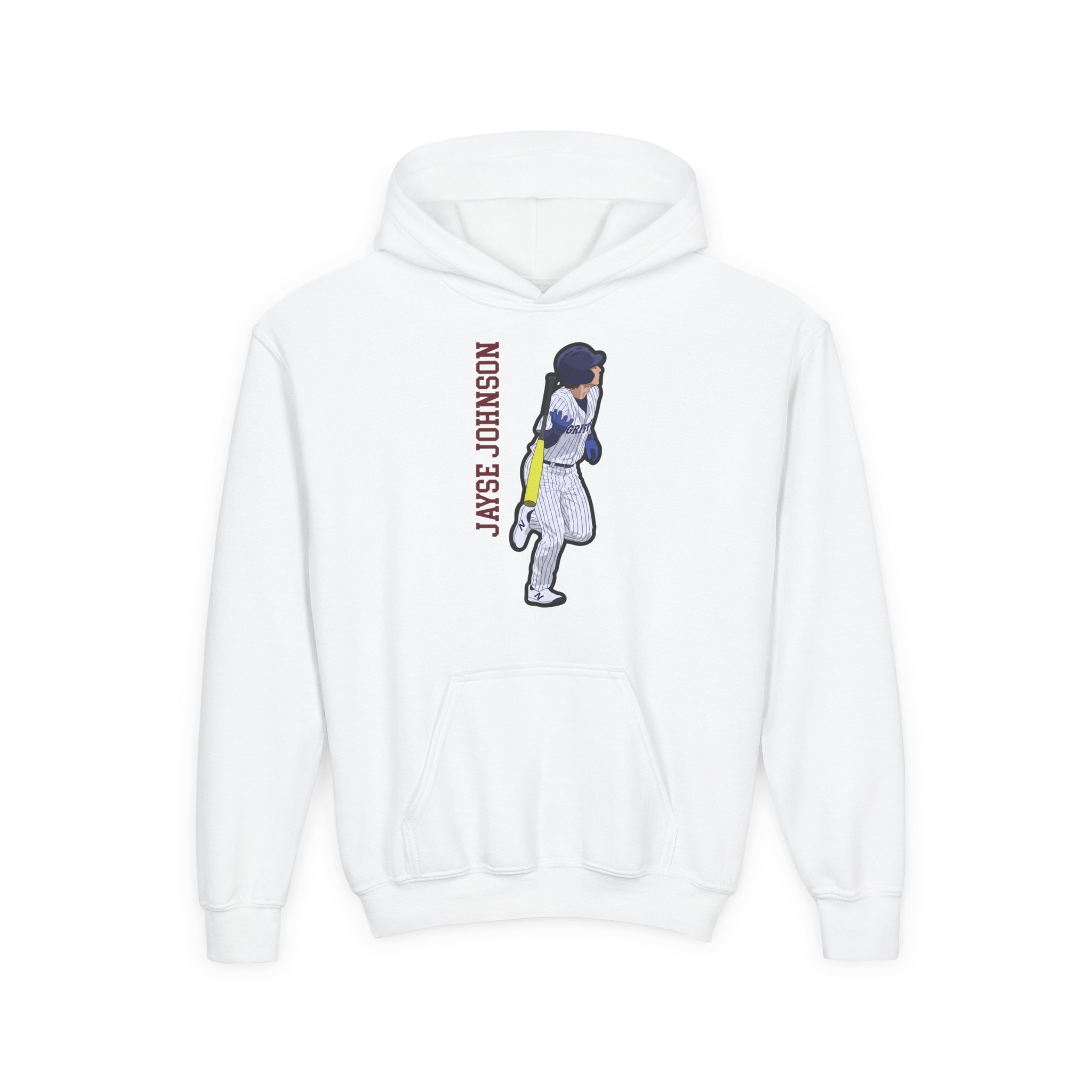 Youth Hoodie — character_name_vertical in White