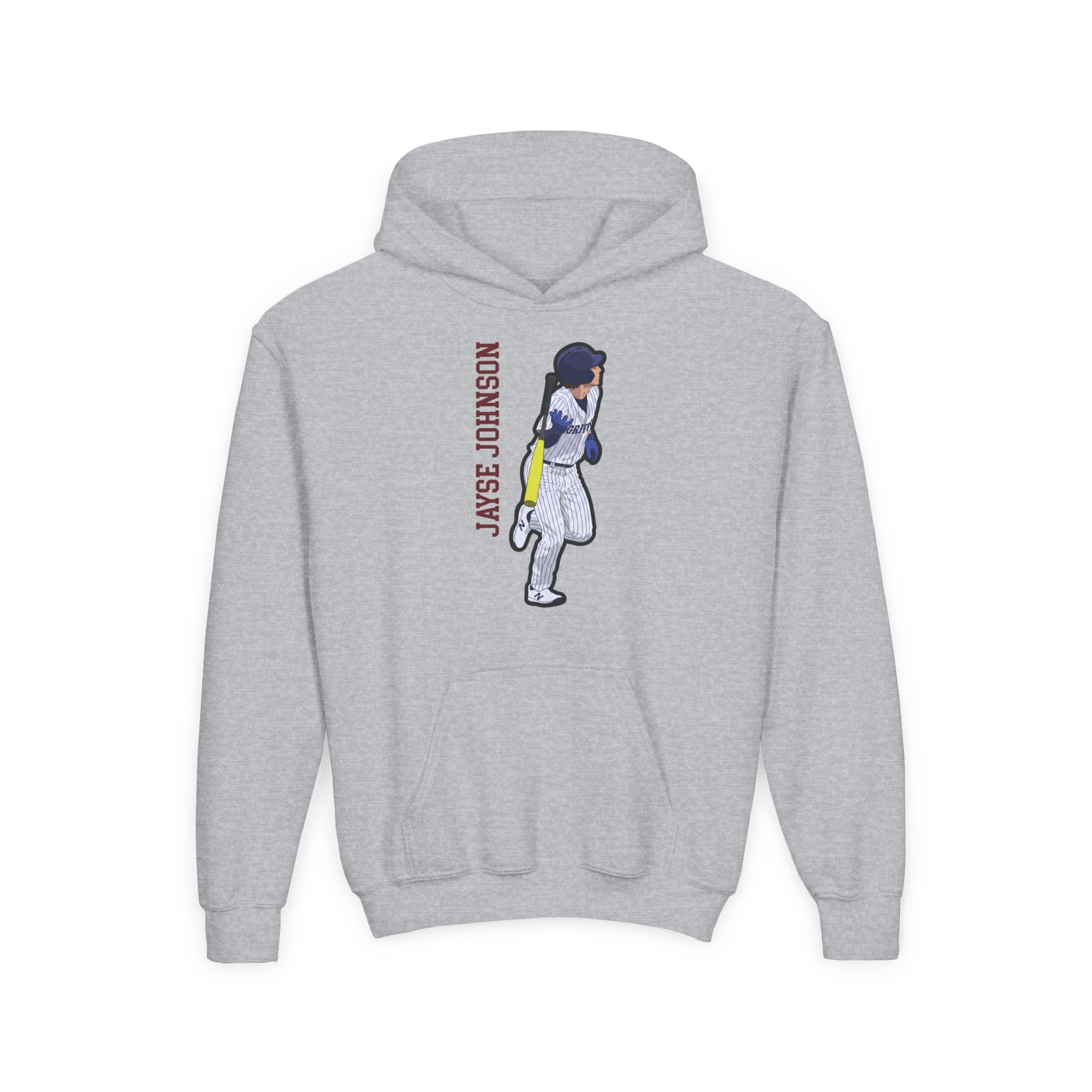 Youth Hoodie — character_name_vertical in Grey
