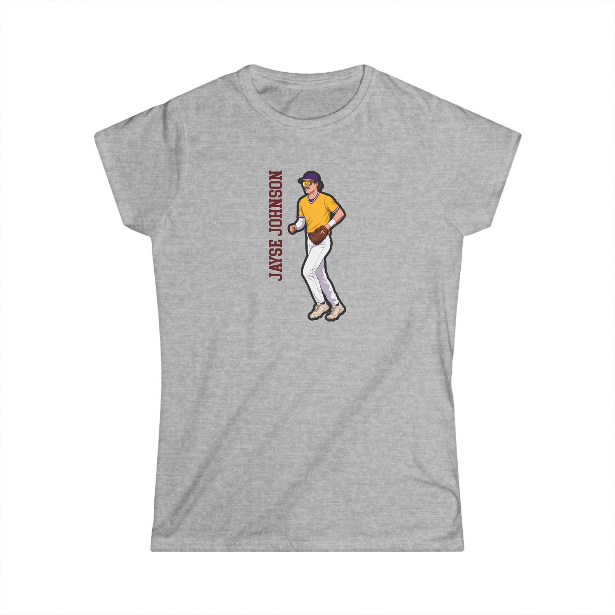 Women's Softstyle Tee — character_name_vertical in Grey