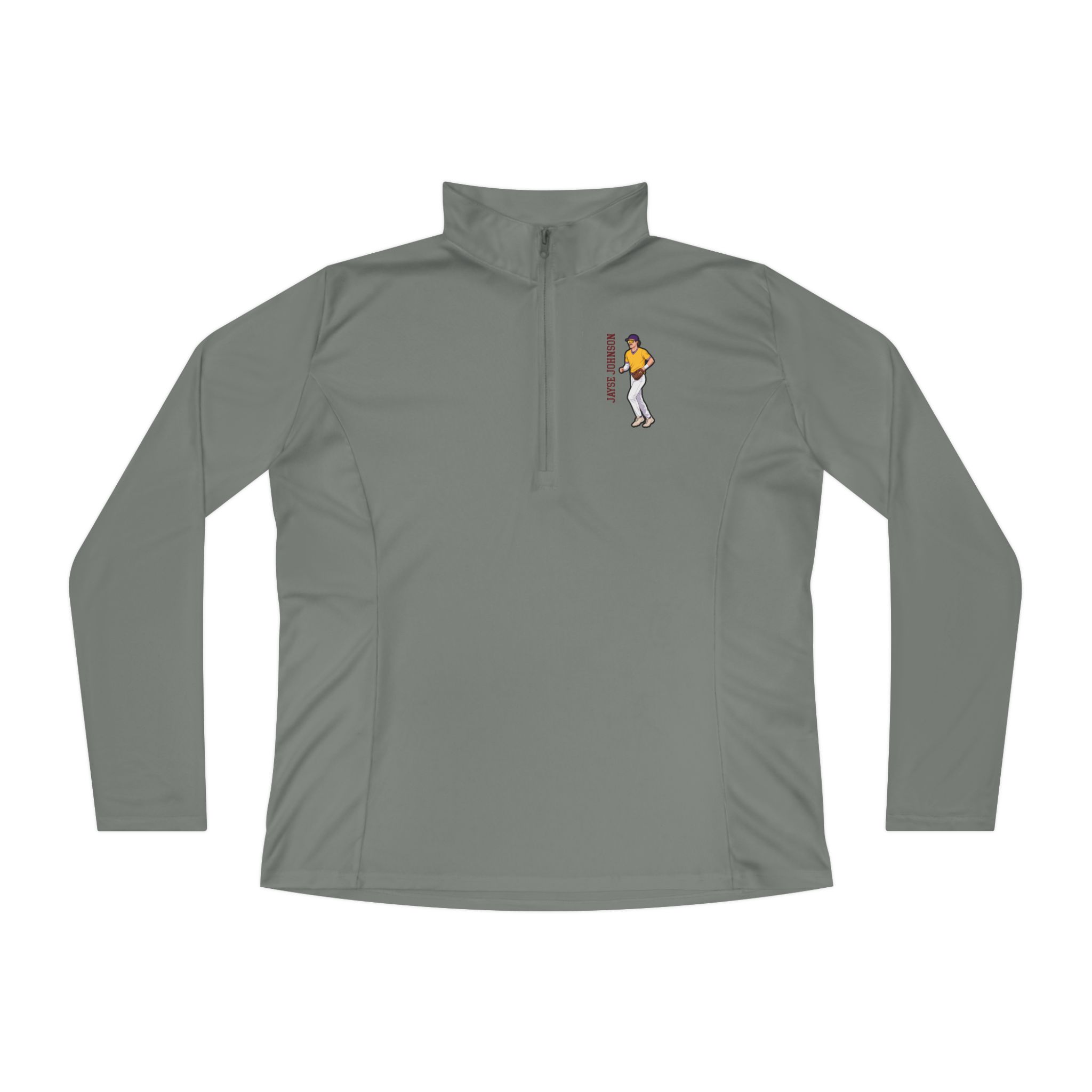Women's Q-Zip Pullover — character_name_vertical in Grey