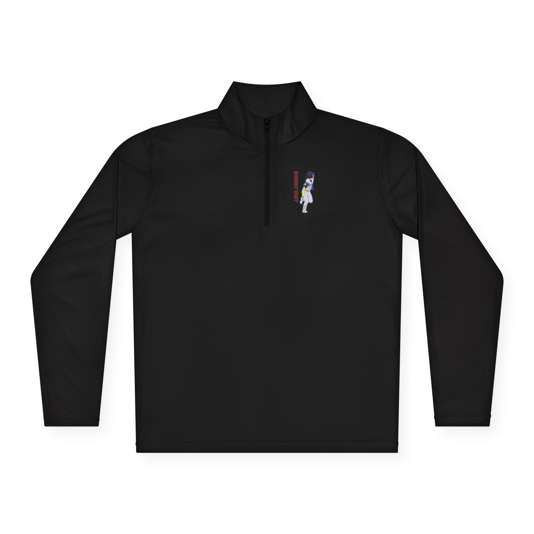 Q-Zip Pullover — character_name_vertical in Black