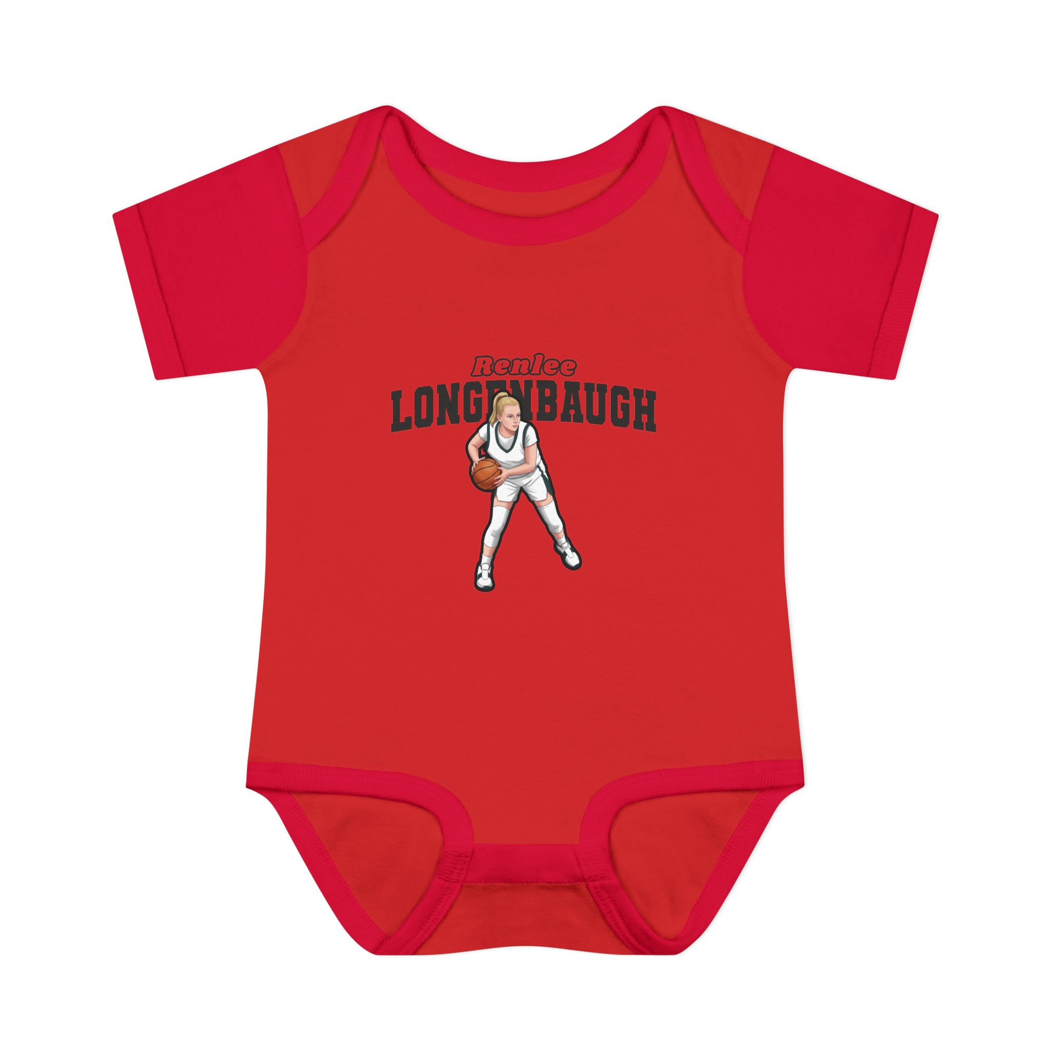 Baby Onesie — character_name_arch in Red