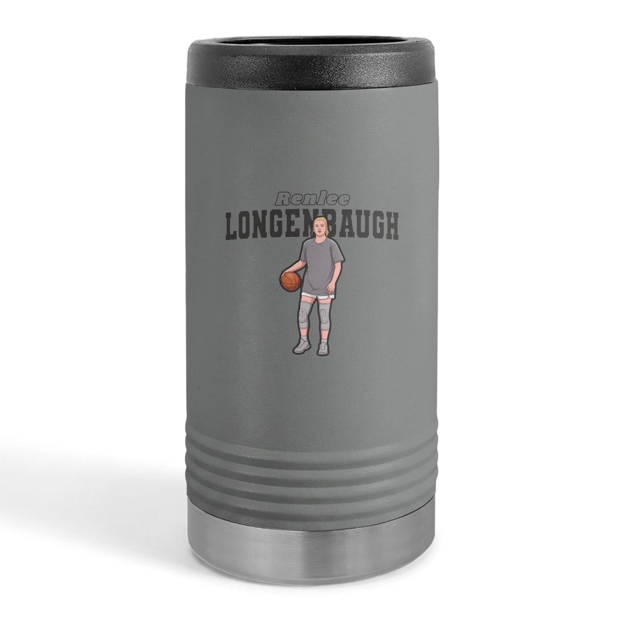 Slim Stainless Can Cooler — character_name_arch in Grey
