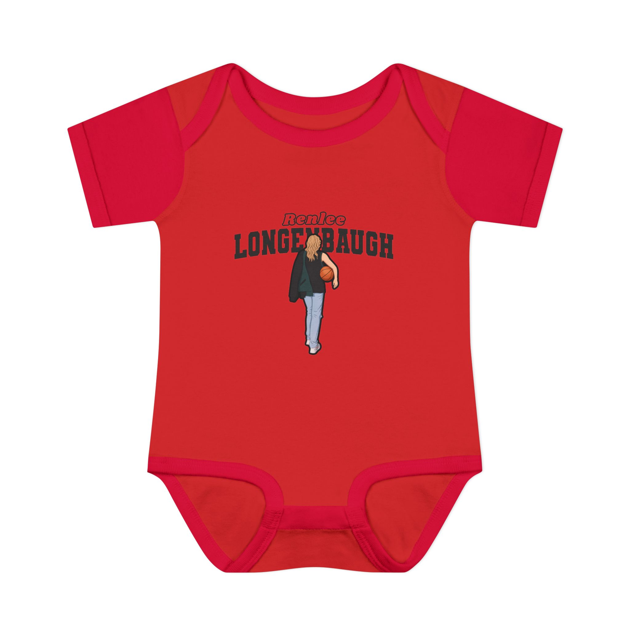 Baby Onesie — character_name_arch in Red
