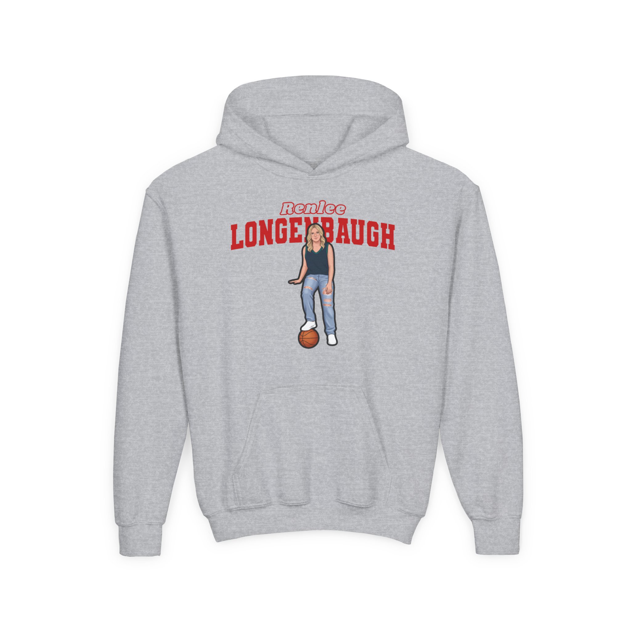 Youth Hoodie — character_name_arch in Grey