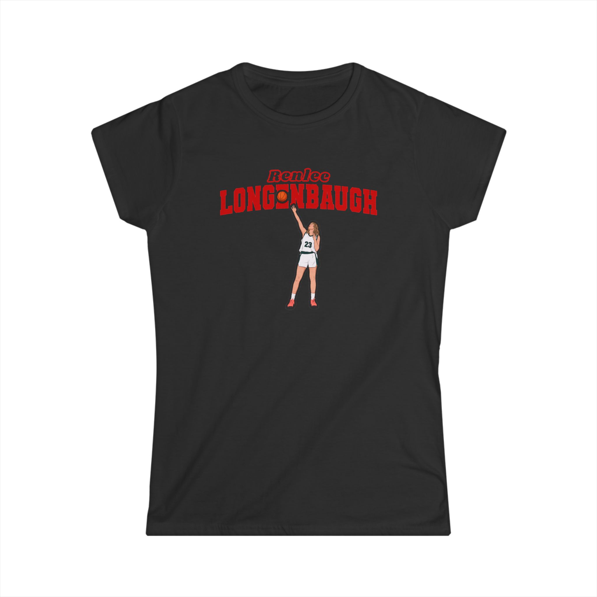 Women's Softstyle Tee — character_name_arch in Black