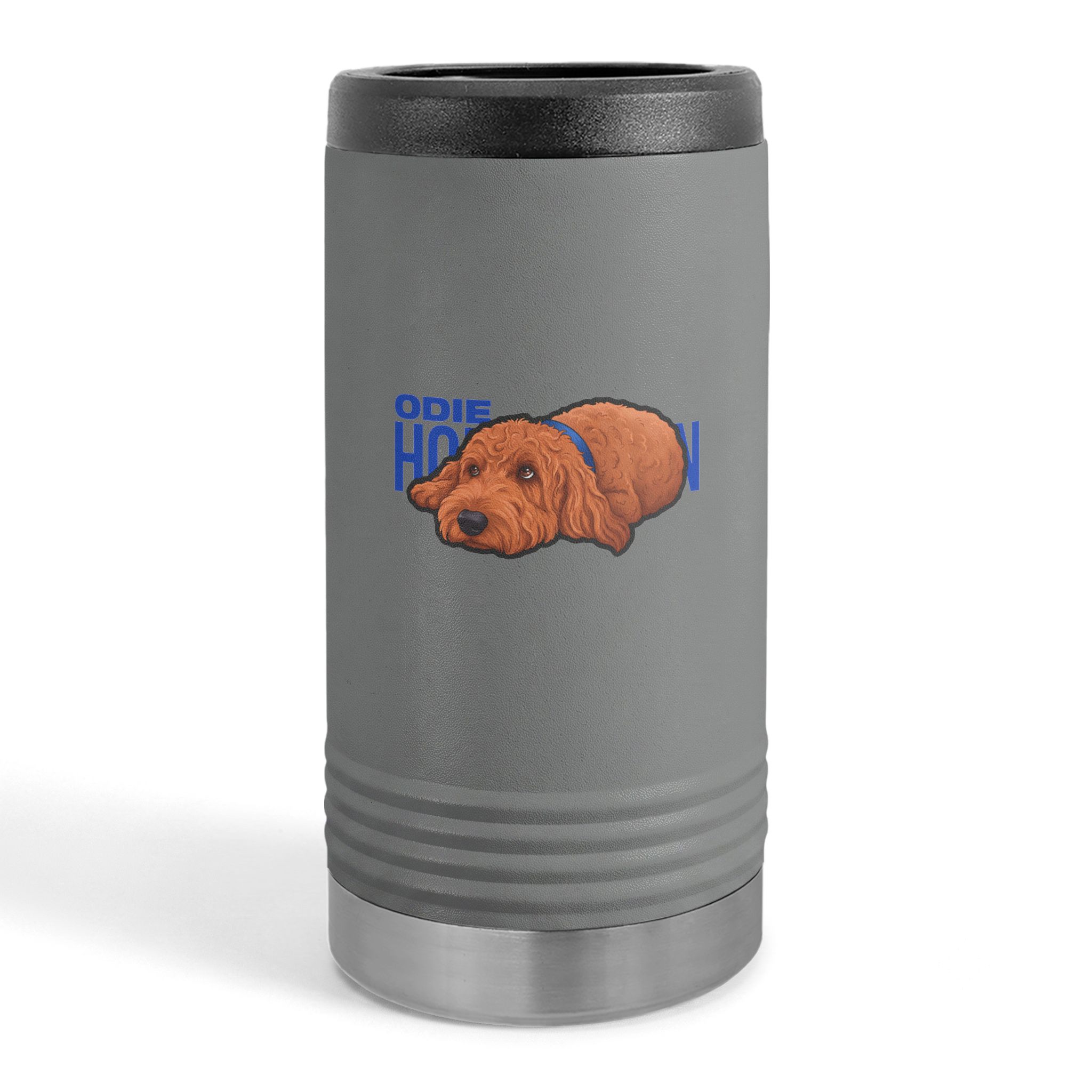 Slim Stainless Can Cooler — character_player_name in Grey