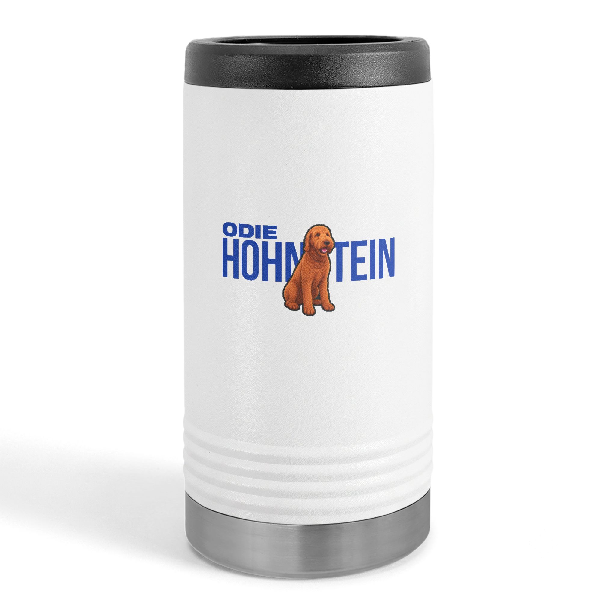 Slim Stainless Can Cooler — character_player_name in White