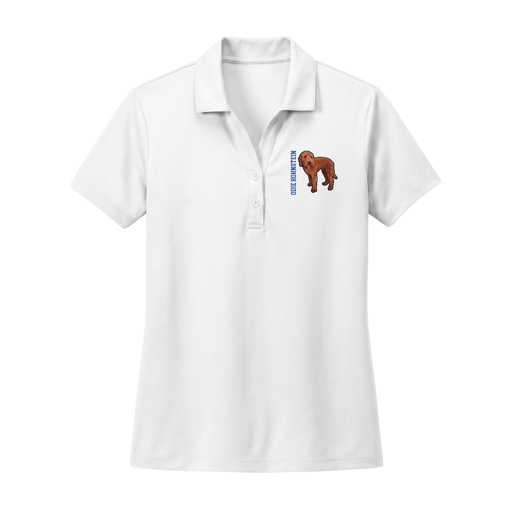 Women's Performance Polo — character_name_vertical in White