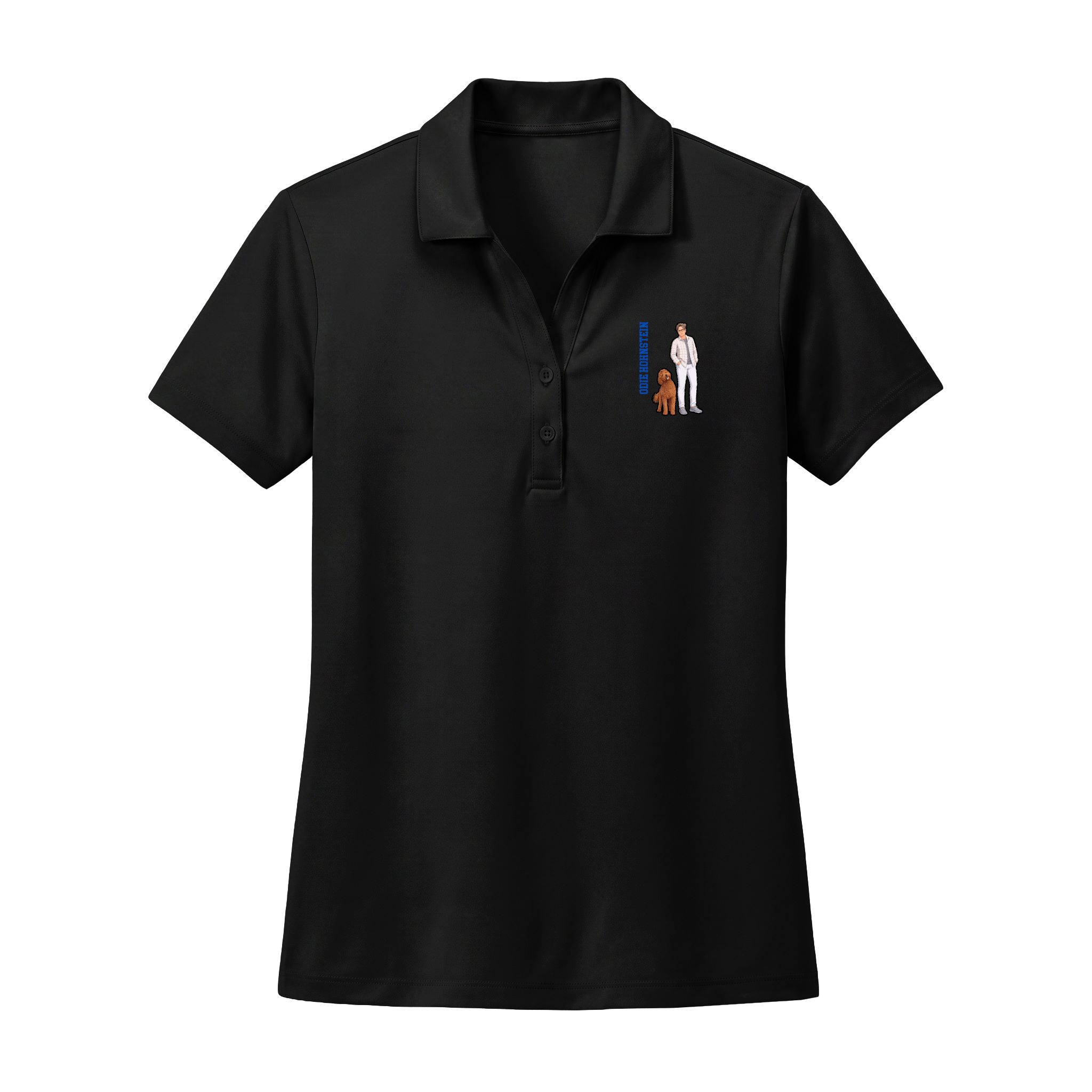 Women's Performance Polo — character_name_vertical in Black