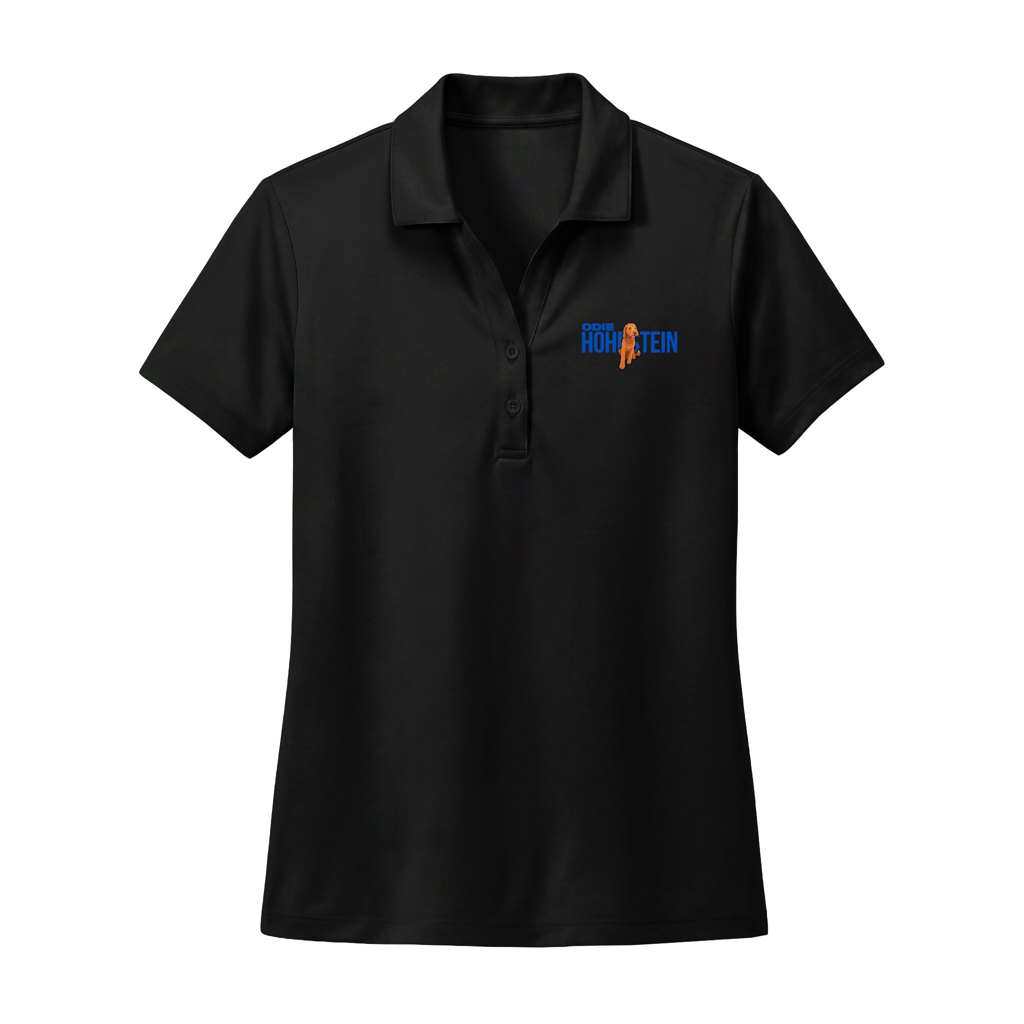 Women's Performance Polo — character_player_name in Black