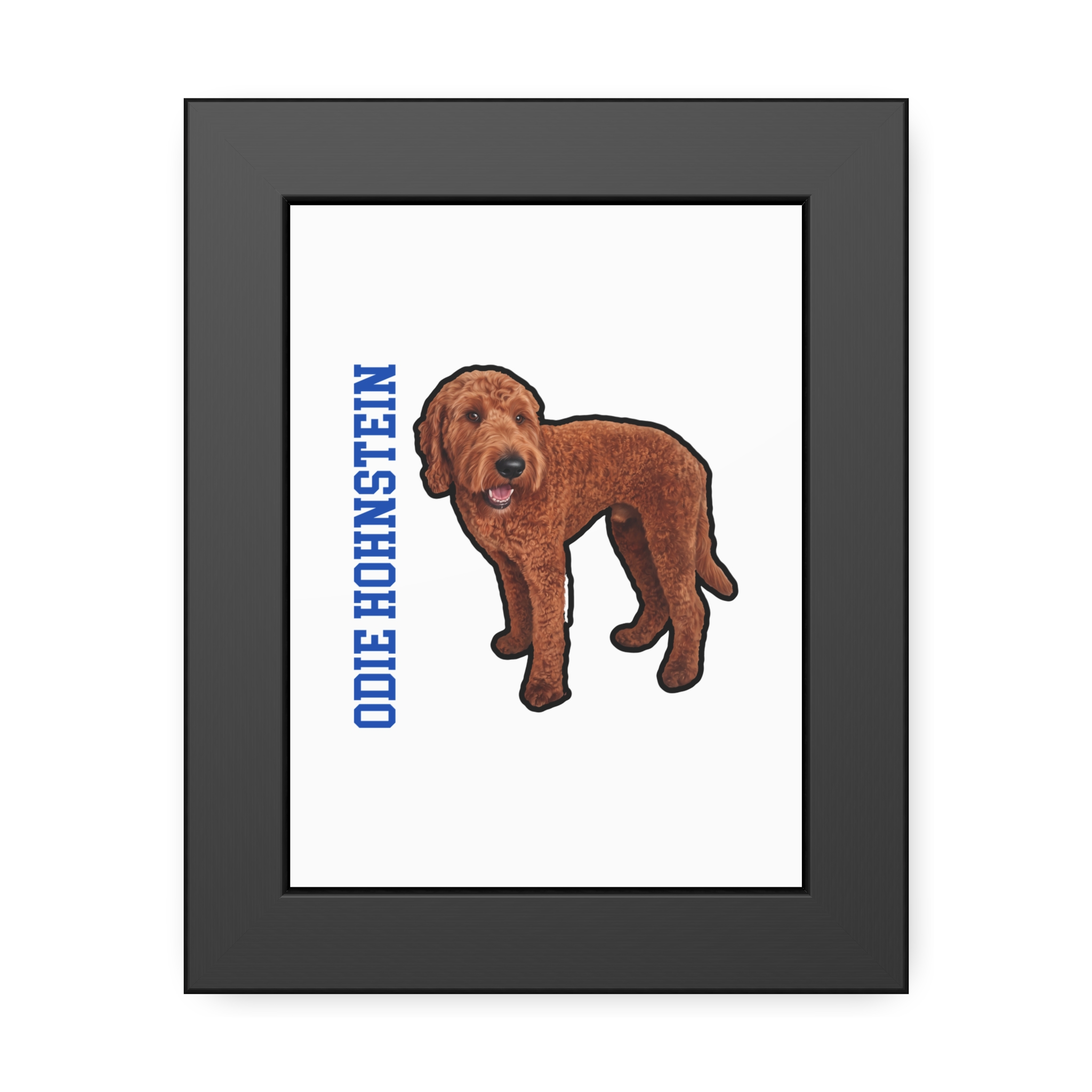 Framed Poster — character_name_vertical in Black