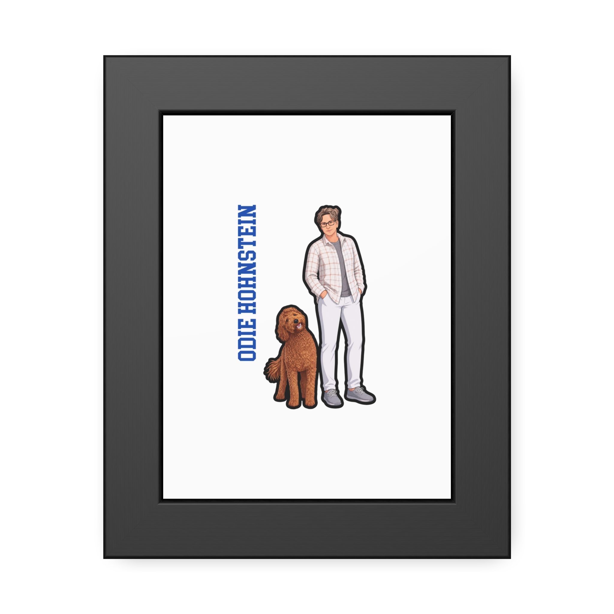 Framed Poster — character_name_vertical in Black