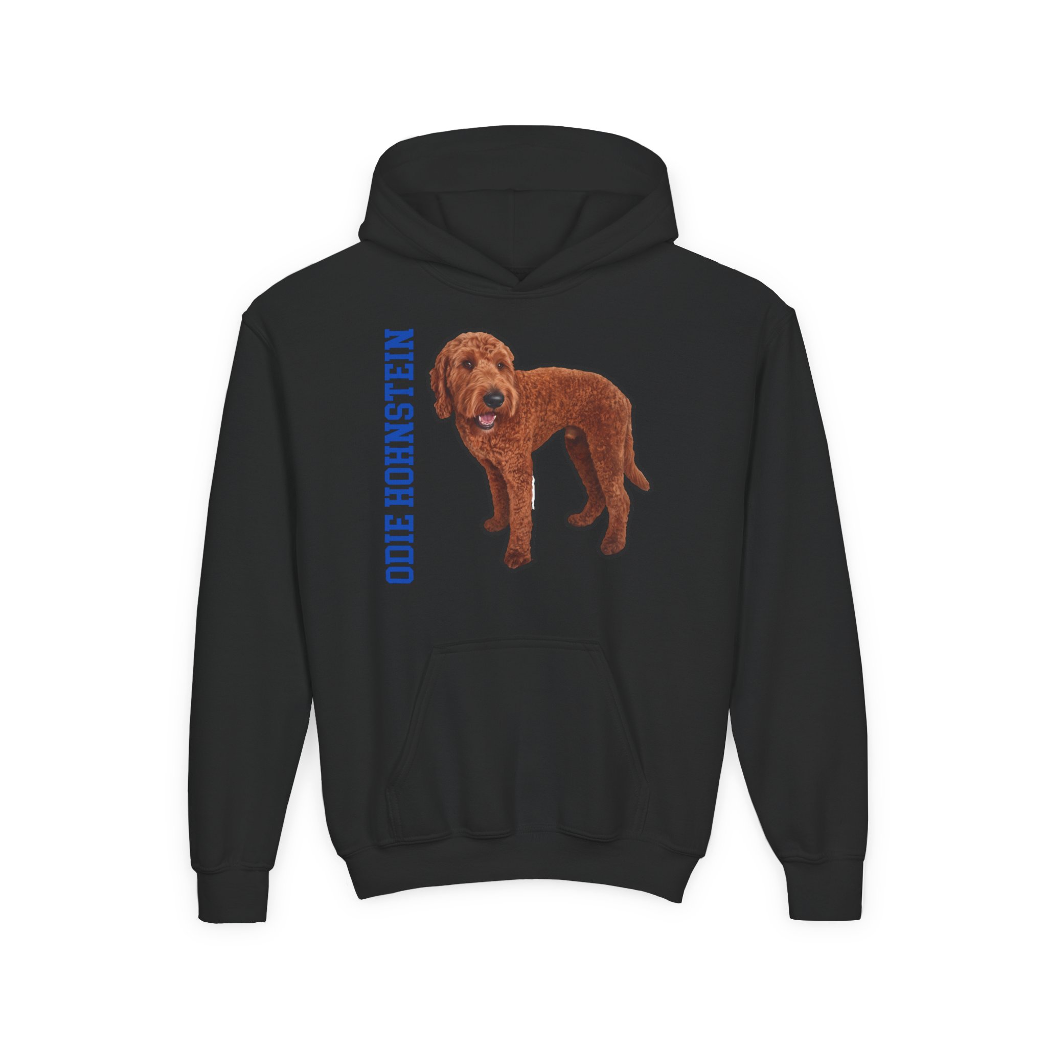 Youth Hoodie — character_name_vertical in Black