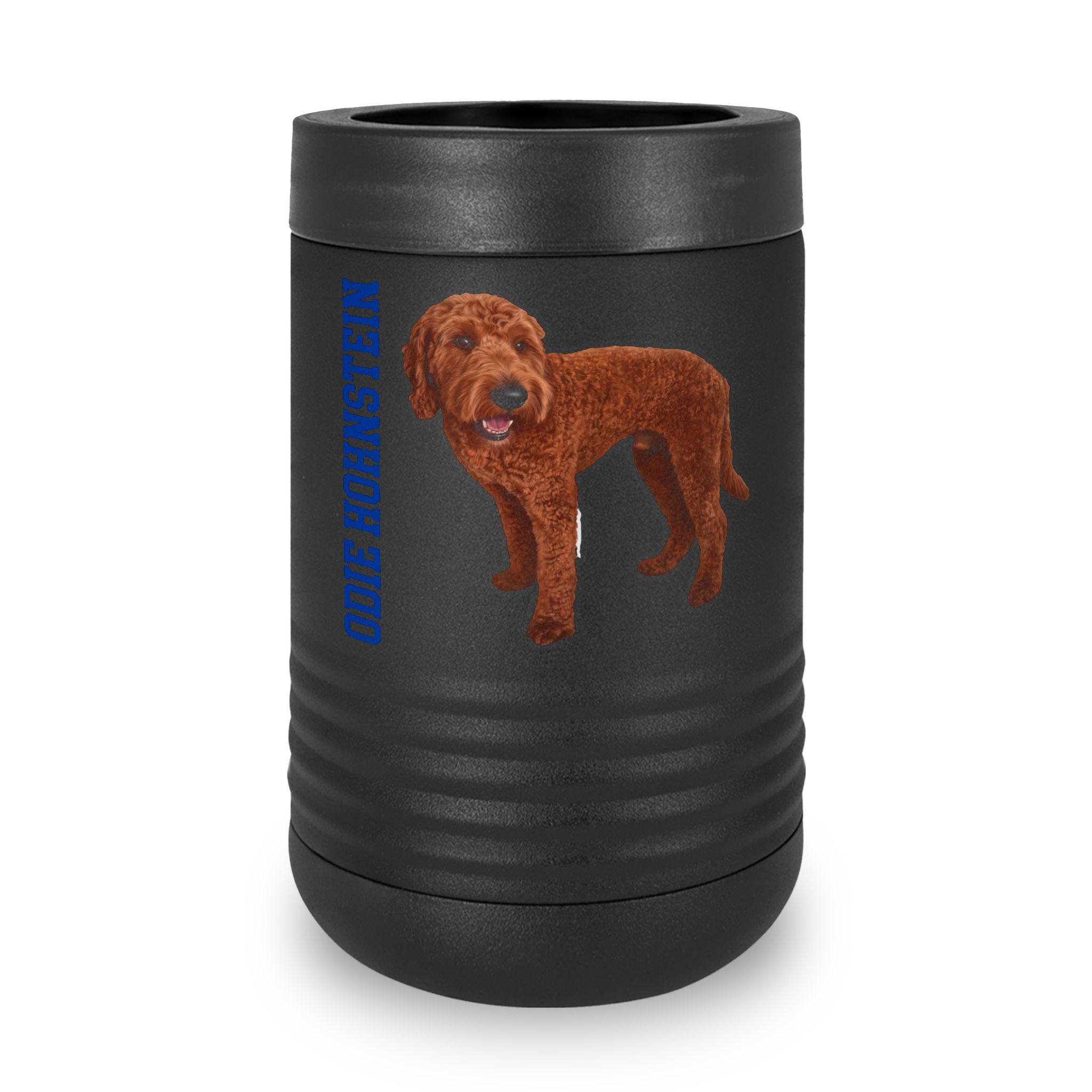 Stainless Can Cooler — character_name_vertical in Black