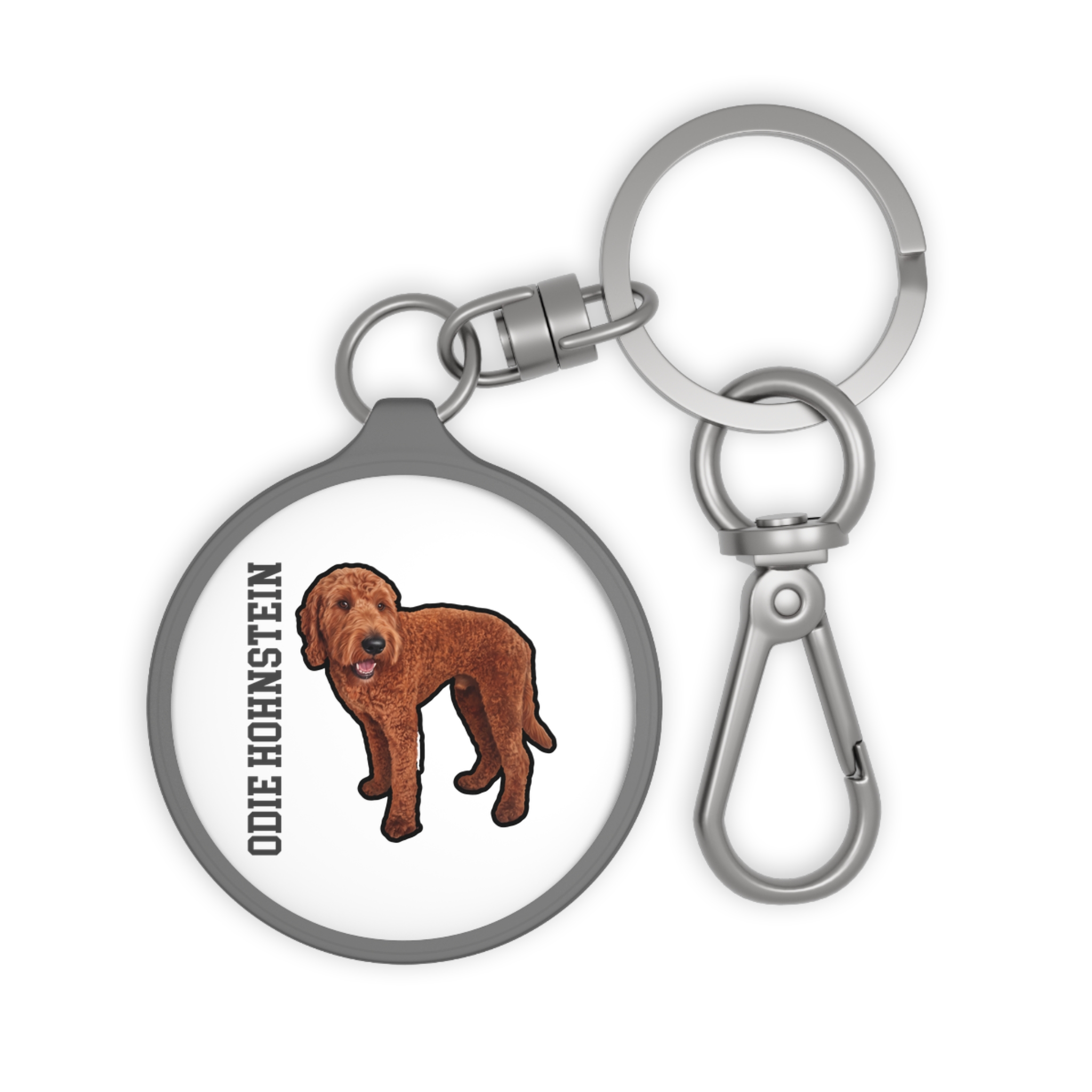 Keychain — character_name_vertical in Grey