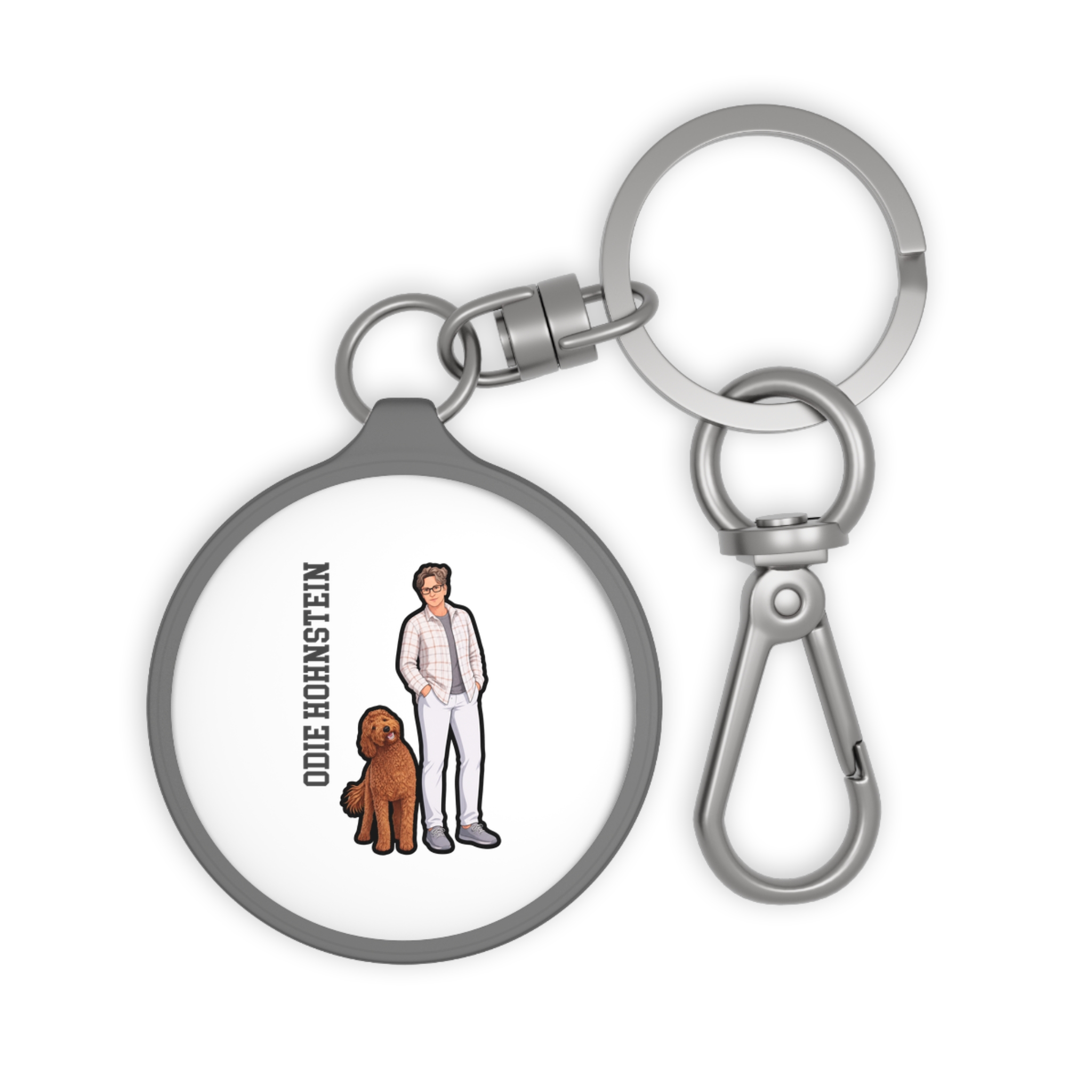 Keychain — character_name_vertical in Grey