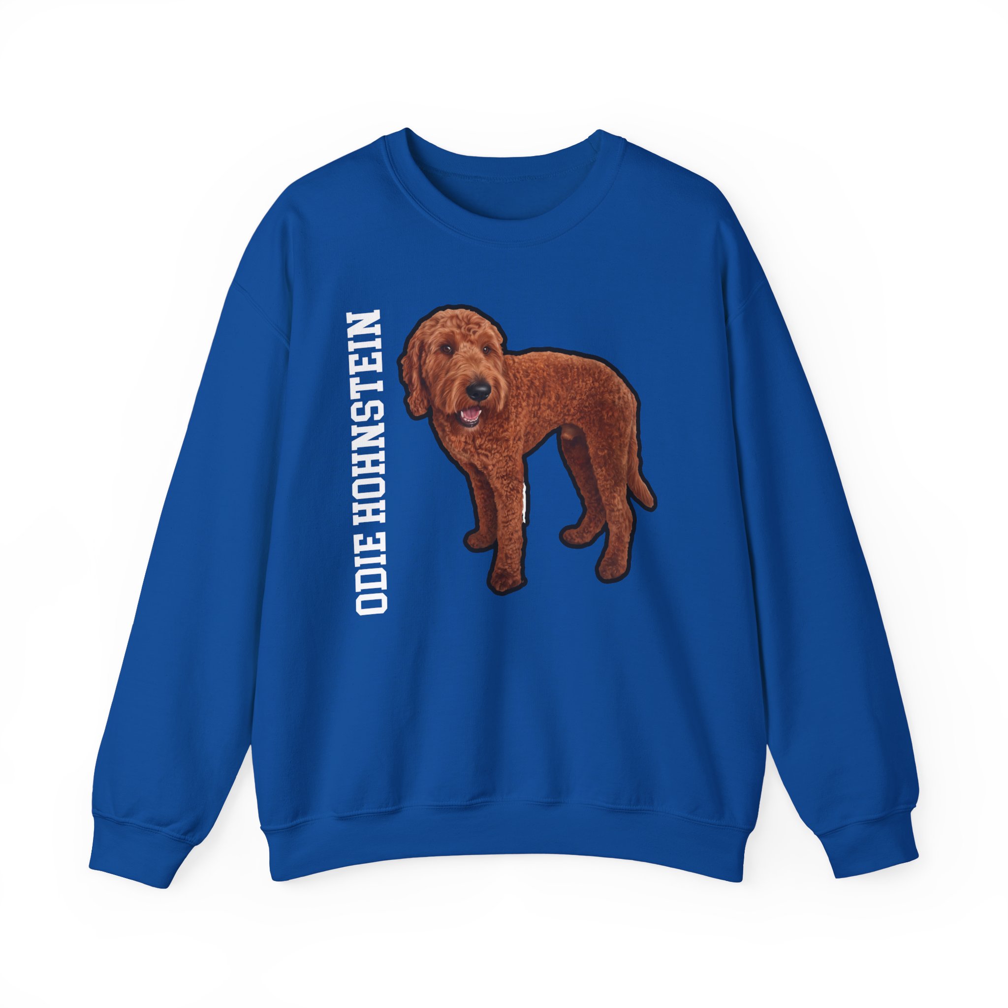 Crewneck Sweatshirt — character_name_vertical in Royal