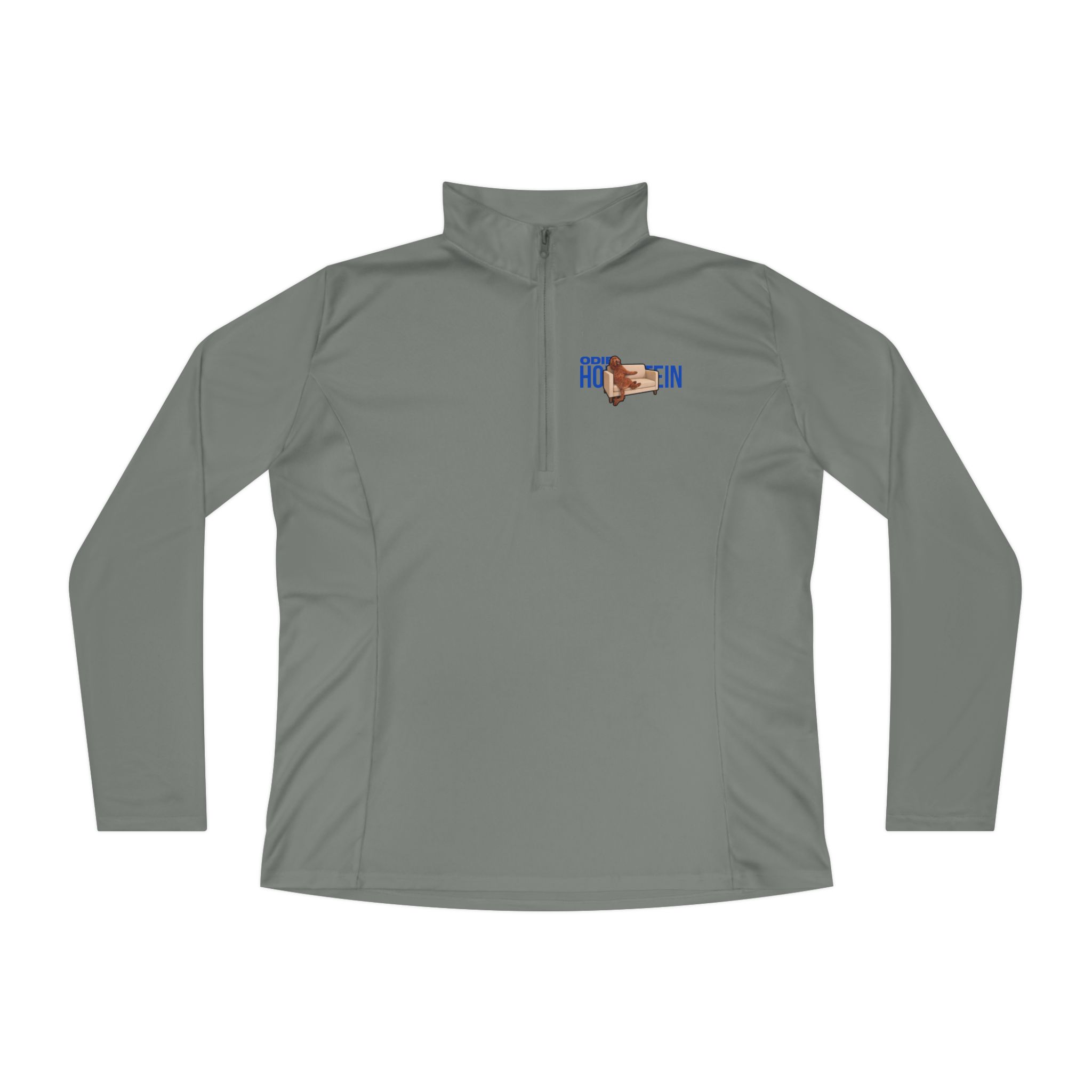 Women's Q-Zip Pullover — character_player_name in Grey