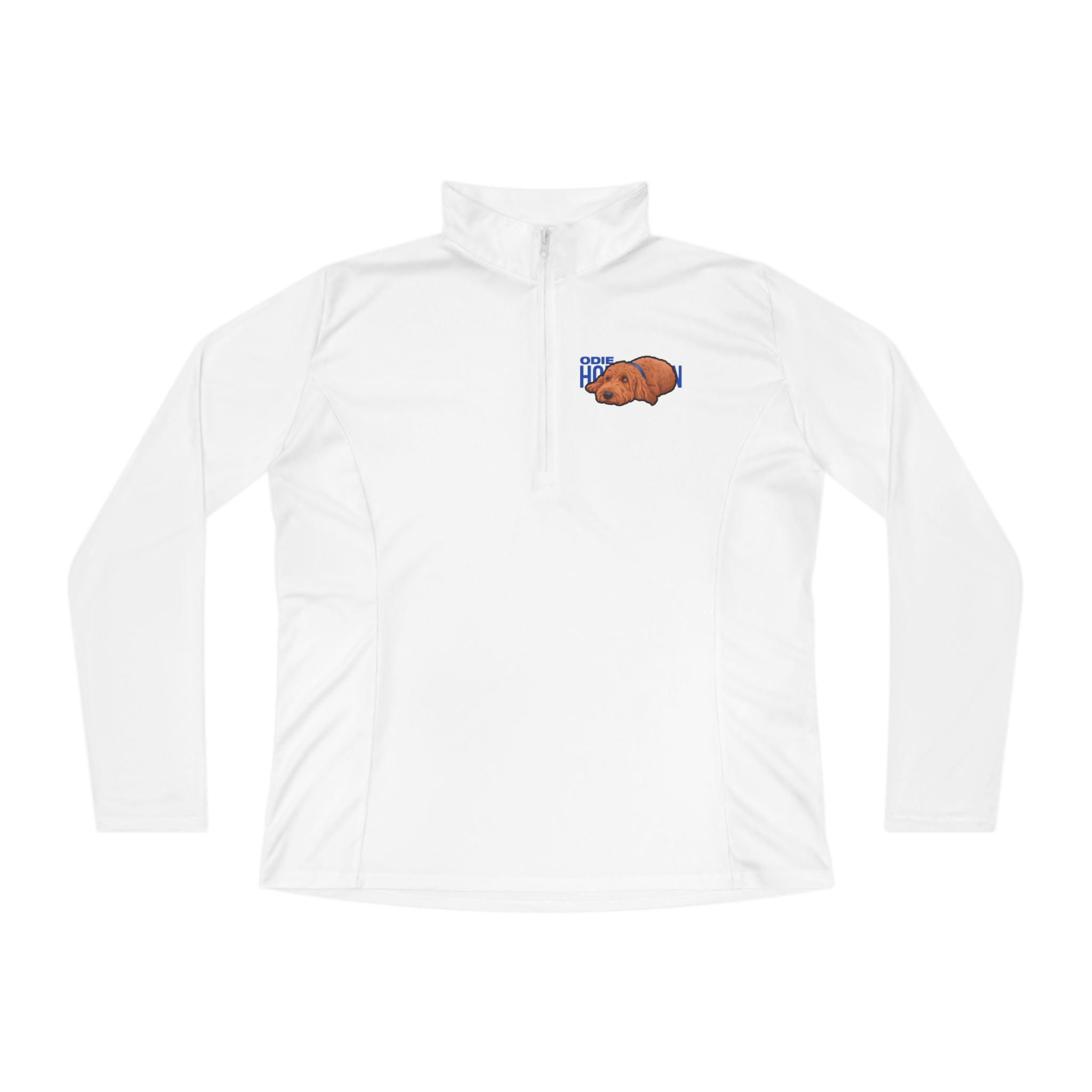 Women's Q-Zip Pullover — character_player_name in White