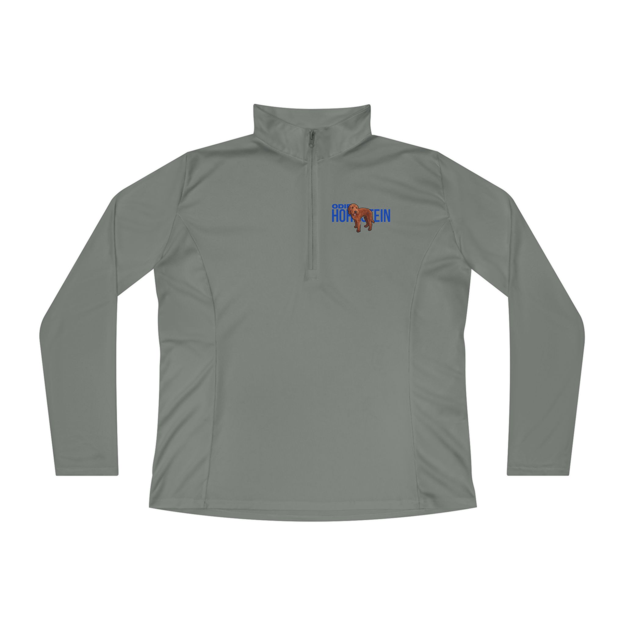 Women's Q-Zip Pullover — character_player_name in Grey